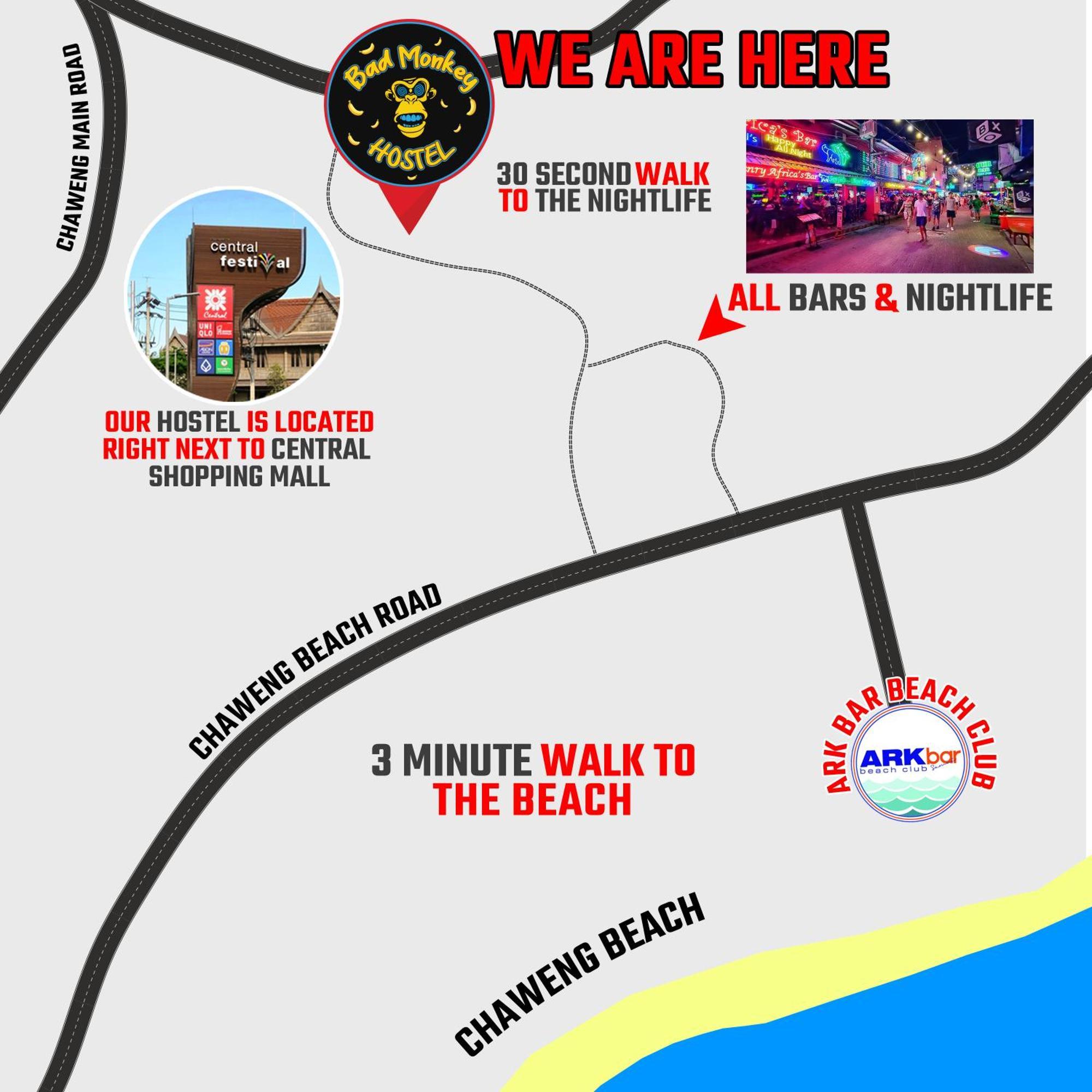 Bad Monkey Samui Hostel Чавенг Бийч Екстериор снимка